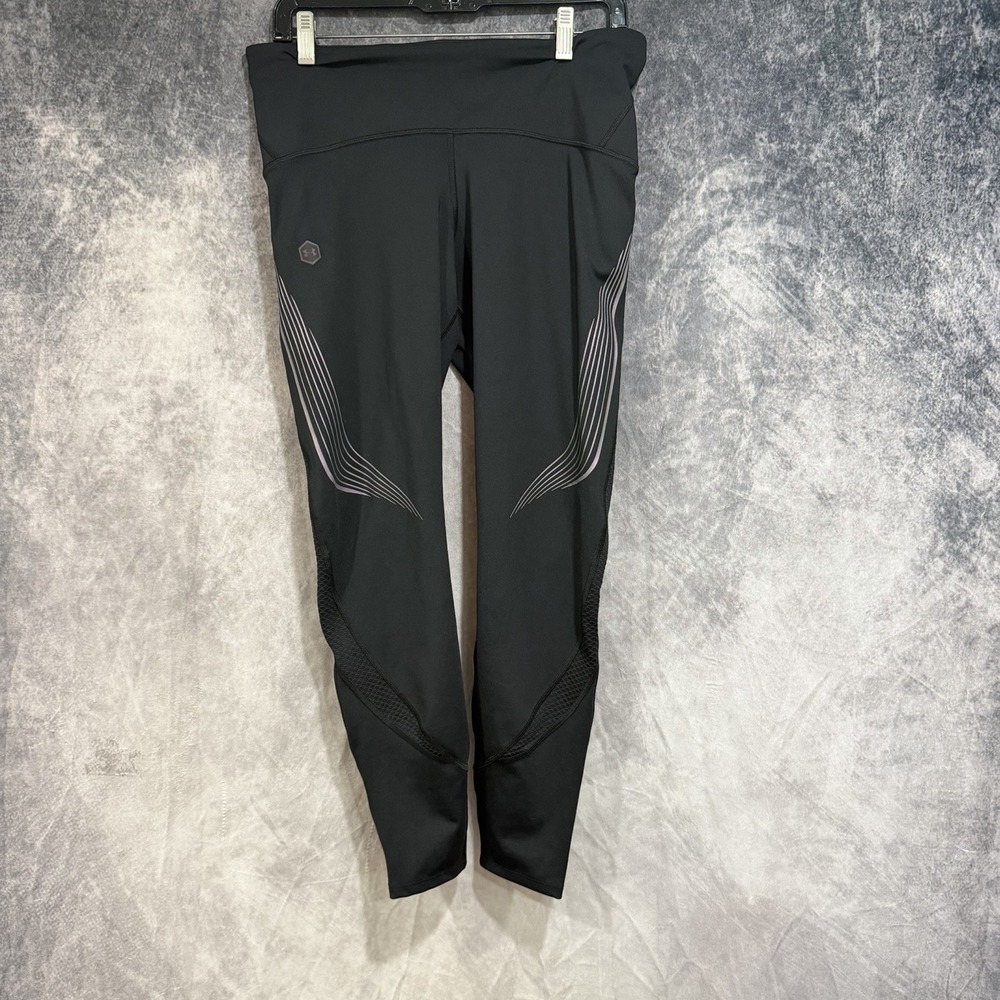 Under Armour Running Leggings Compression Reflective Lines Black L Heatgear Gym